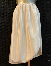 Vintage FARR WEST HALF SLIP Beige MEDIUM 22" LIQUID SATIN Lingerie Shiny Glossy
