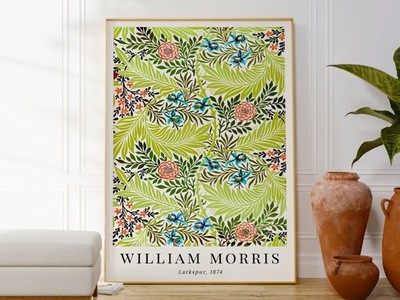 William Morris Larkspur Druck, Original Muster Natur inspiriert Design Poster