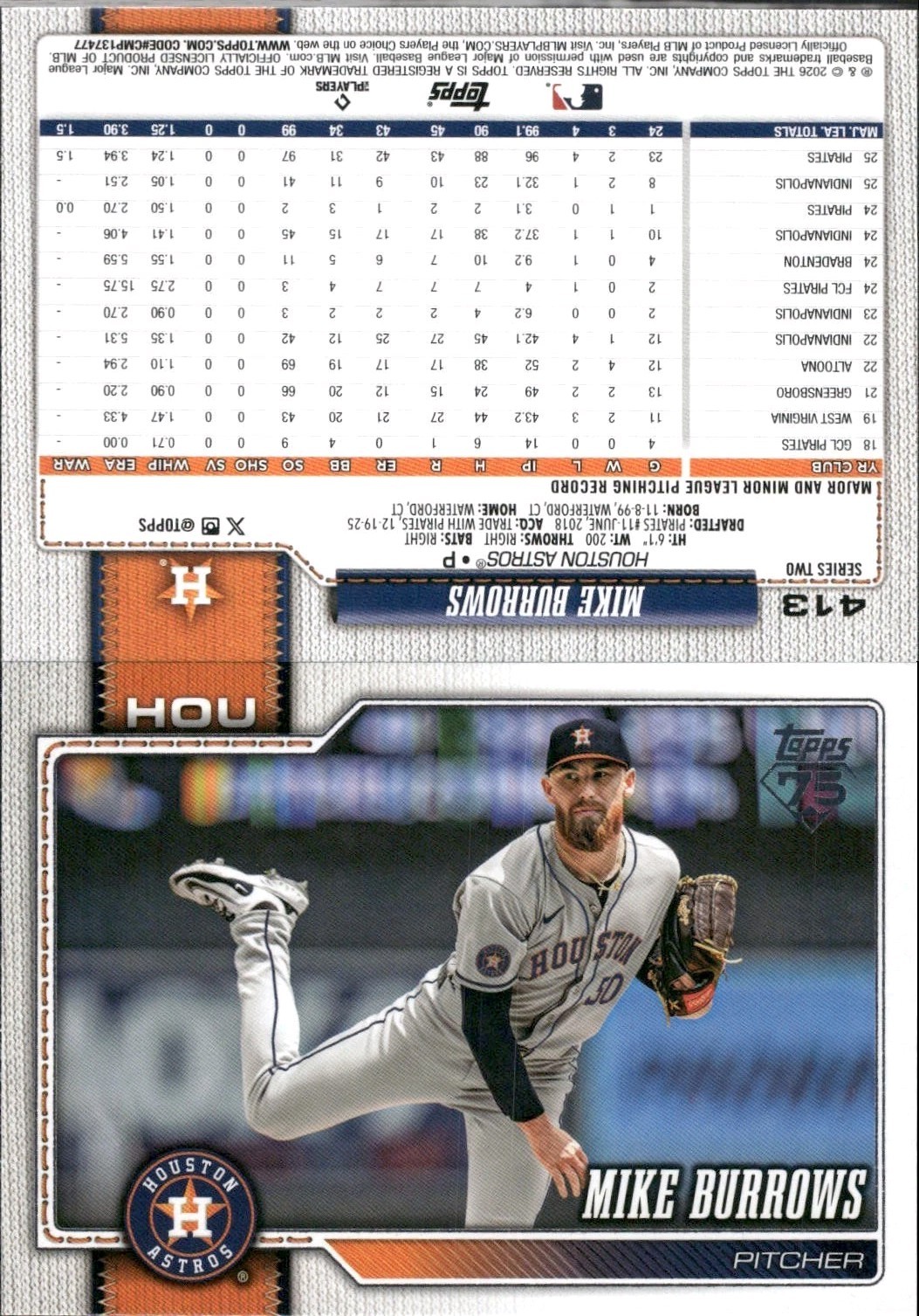 ⚾️ 2026 Topps Series 2 - Mike Burrows Astros #413