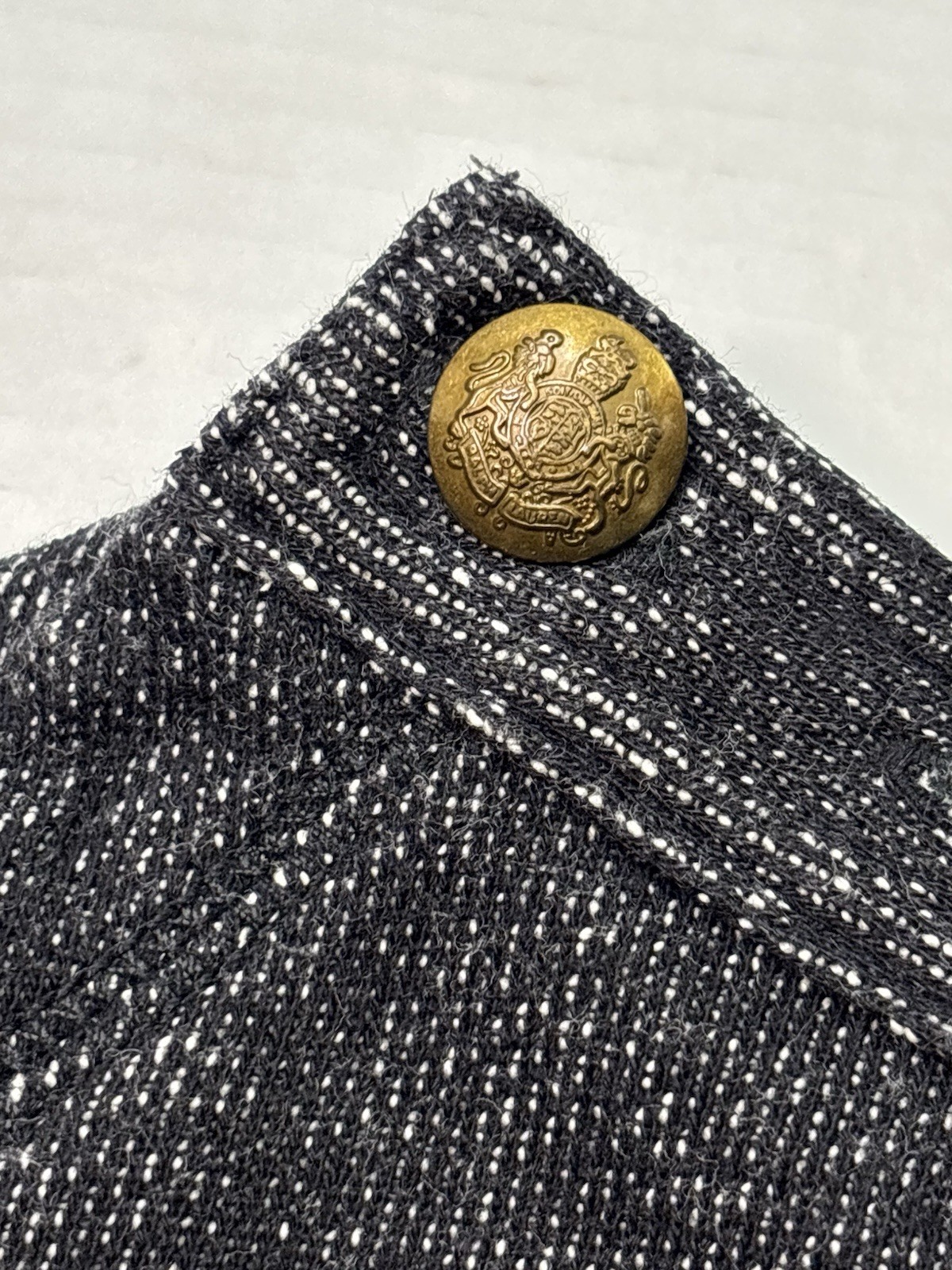Lauren Jeans Co Ralph Lauren XL Speckled Knit Sweatshirt Crest Button Pullover thumbnail 5