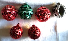 Vtg Bradford Filigree Christmas Ornaments Round Lot of 6 Assorted