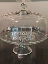 Canfield Anchor Hocking 12 Pedestal Glass Cake Stand Dome Starburst Punch Bowl