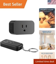 Compact Wireless Remote Control Outlet - 15A Programmable Switch, 100ft Range