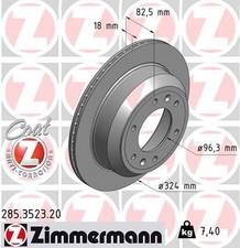 2x ZIMMERMANN Bremsscheibe 285.3523.20 für HYUNDAI