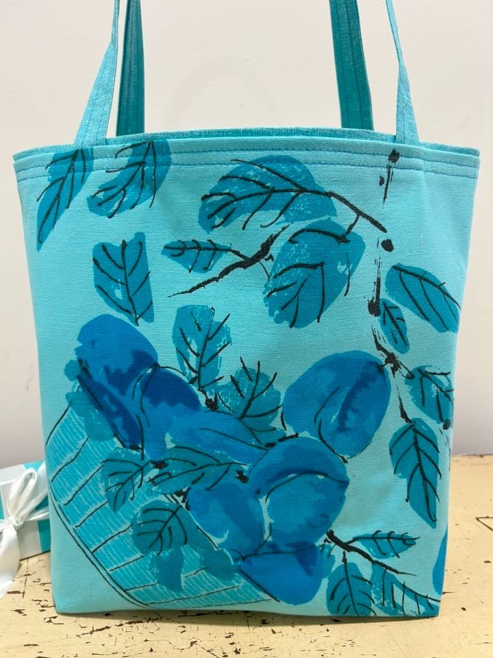 NEW Vintage VERA Logo Tiff* Blue Fruit Flowers Tablecloth Tote Market Gift Bag 