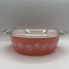 Vintage Pyrex Pink Daisy 043 1.5 QT Baking Dish Oval Casserole 1 1/2 Qt With Lid