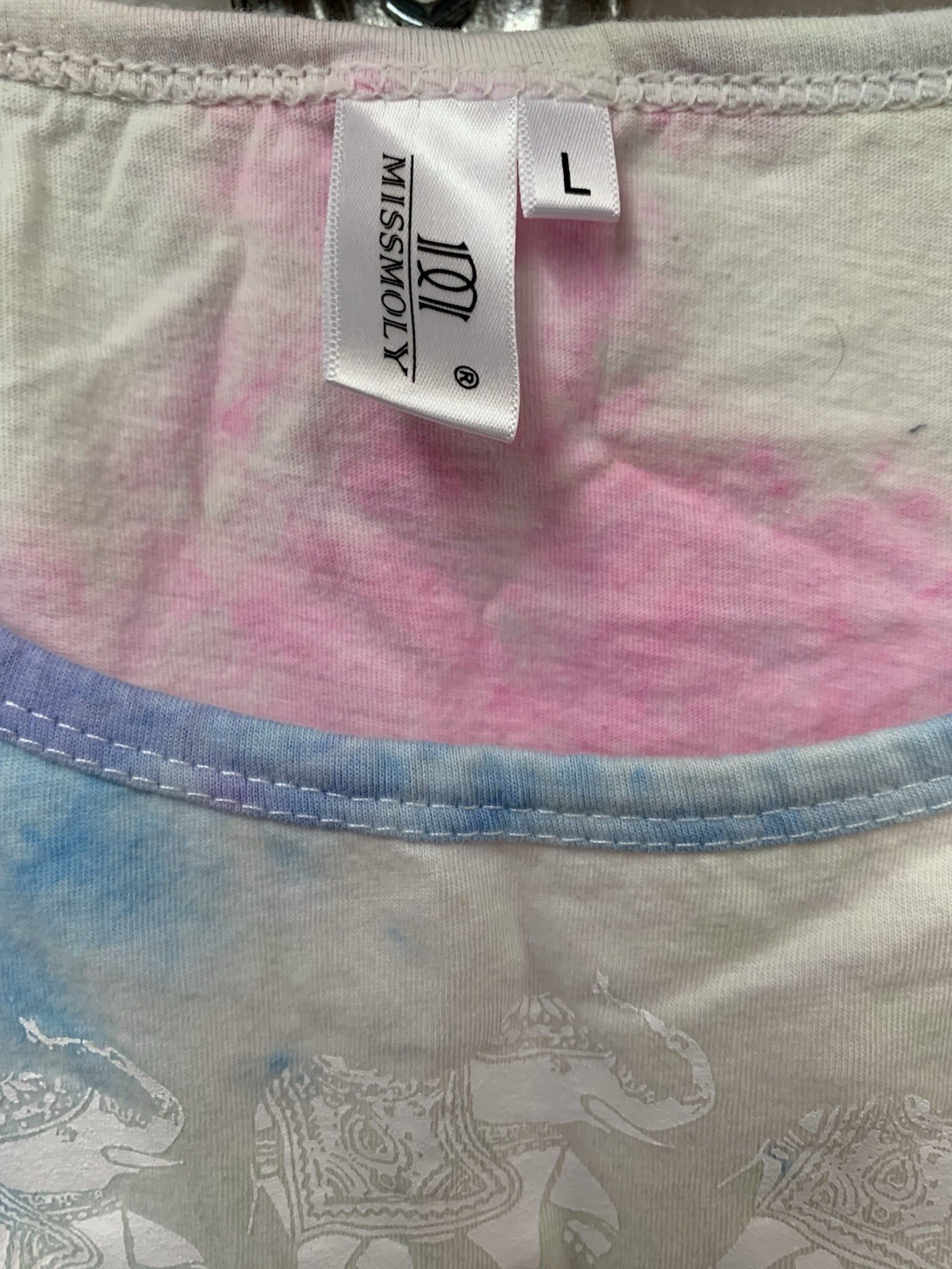 Miss Molly Women’s Hamsa Rhinoceros Open Hand  Tank Top Cotton Candy Tie Dye image 4