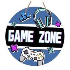 Front Door Sign, Video Gaming Controller Wood Door Hanger Game Room Game Zone