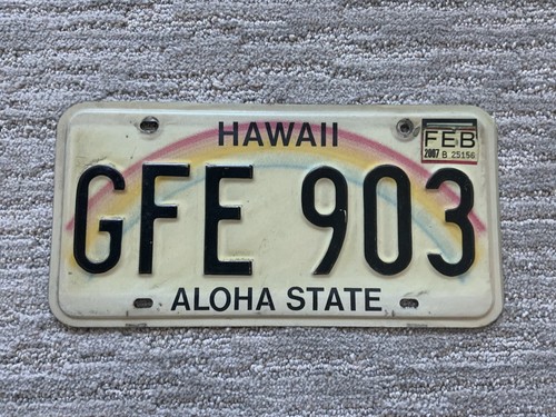 Vintage 2007 Hawaii Rainbow License Plate Aloha State Original Paint Authentic