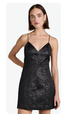 Cocktail LBD Alice + Olivia Tayla Jacquard Lantern Minidress NWT Sz 8 Black