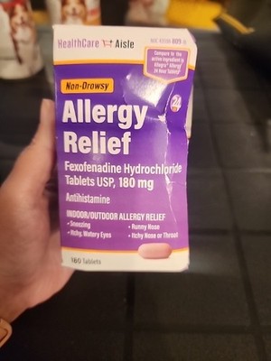 Allergy Relief 180 Mg Non-Drowsy Healthcare Aisle 180 Tablets Per Bottle NEW