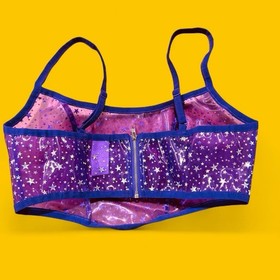 iHeartRaves Holographic Star Crop Top Purple Festival Rave Corset Bustier S EUC