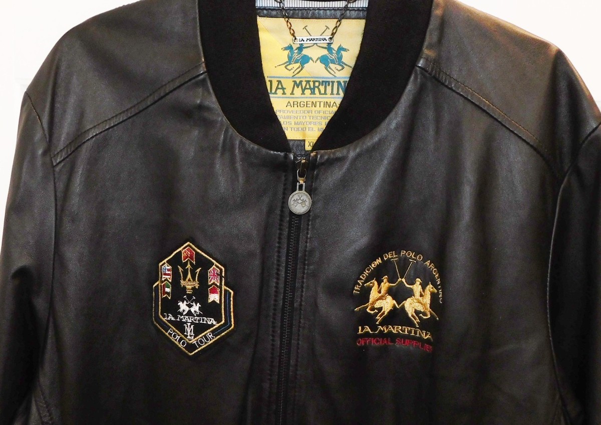LA MARTINA POLO Genuine Sheep Leather Bomber Maserati Jacket Size