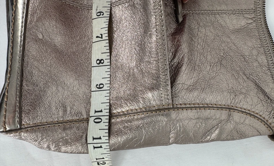 The Sak Metallic Gold Shiny Leather Crossbody Shoulder Hobo Bag Handbag Purse - Image 3 of 4
