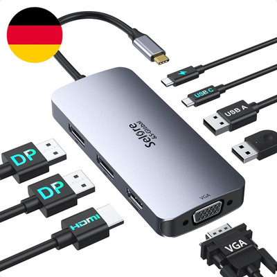 USB C Dockingstation Dual Displayport 8 in 1 USB C Dock Multiport Adapter Mit 4K