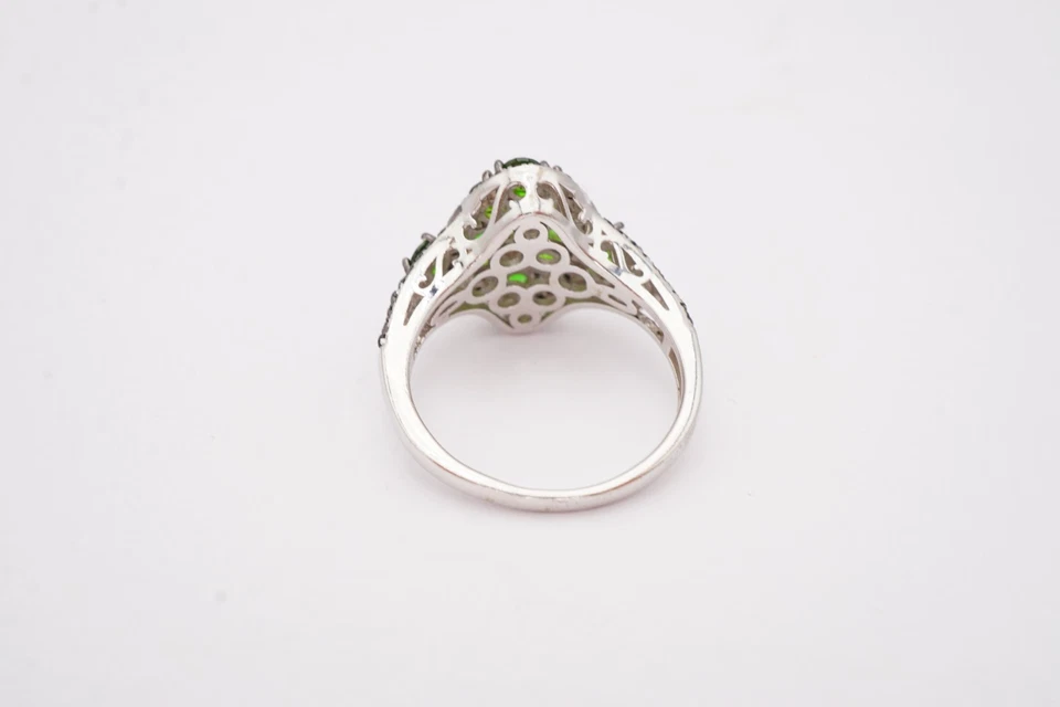 Anillo de plata de ley 925 verde negro espinela talla 8 Foto 4 de 4