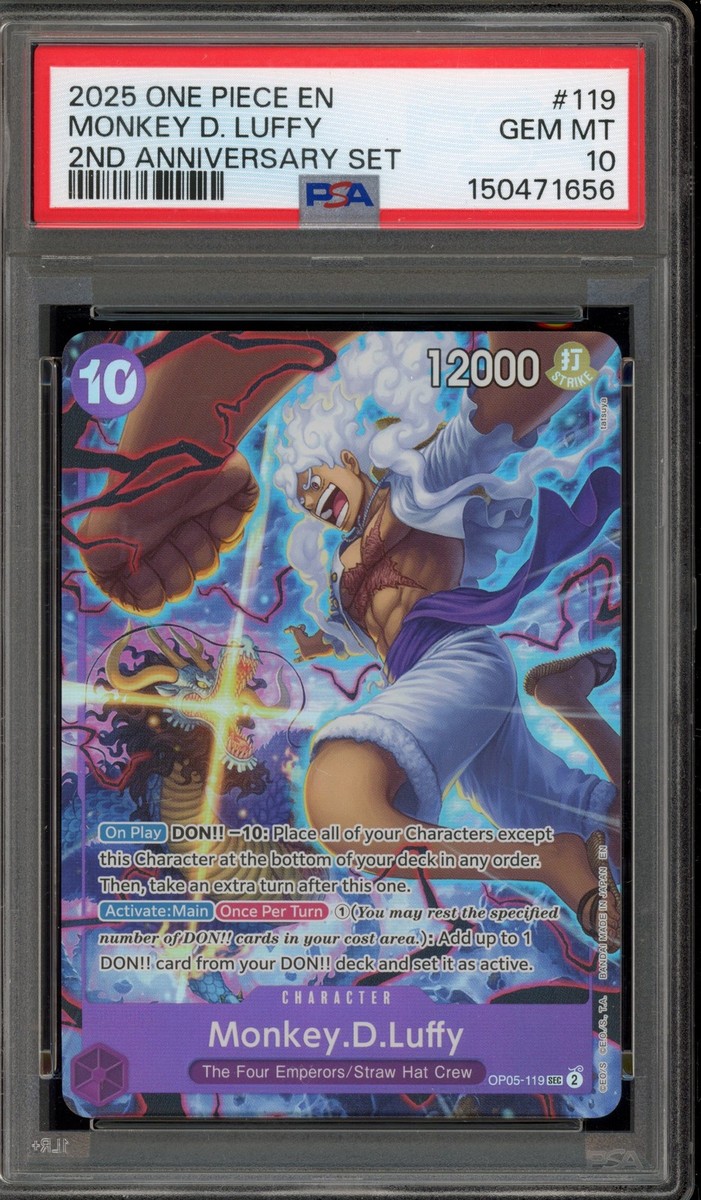 One Piece CCG Monkey.D.Luffy 2nd Anniversary Set OP05-119 PSA 10
