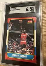 MICHAEL JORDAN SGC 6.5 1986-87 FLEER #57 ROOKIE CARD RC BULLS NEAR MINT. rookie card picture