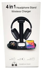 4 In 1 Headphone Stand With Multipurpose Wireless Charger - Black