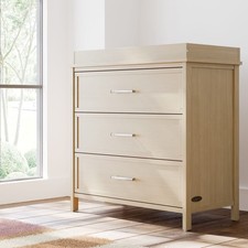 Classic 3 Drawer Baby Dresser Nursery Chest with Changing Topper Pine Wood 36"