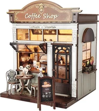 DIY Miniature House Kit, Coffee Shop Book Nook Kit, Mini Building Kit, Dollhouse