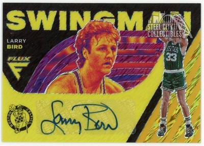 Larry Bird 2020-21 Panini Flux Swingman Gold Shimmer Autograph Card SM-LBI 10/10
