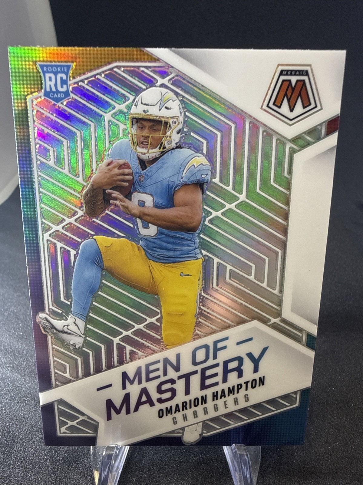 2025 Mosaic Omarion Hampton (RC) Men Of Mastery #16 Chargers!