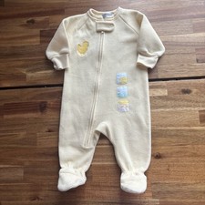Vintage Carters Duckie Footed Sleeper Paste Yellow Fleece Baby Duck 6 Months