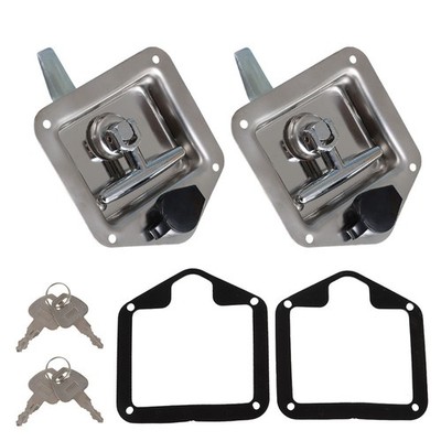 Labwork 2 x Trailer Door Latch T-Handle Lock Stainless Steel Key Camper RV Truck