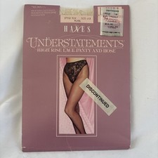 Vtg HANES Understatements High Rise Lace Hose Pantyhose AB 924 Pearl NOS