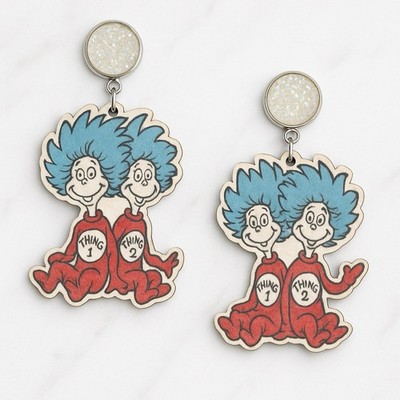 Dr.Seuss Thing 1 and Thing 2 earrings Classic Vintage Piece