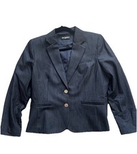 Karl Lagerfeld Paris Dark Navy Two Button Lined Blazer Jacket Women s Large NWOT
