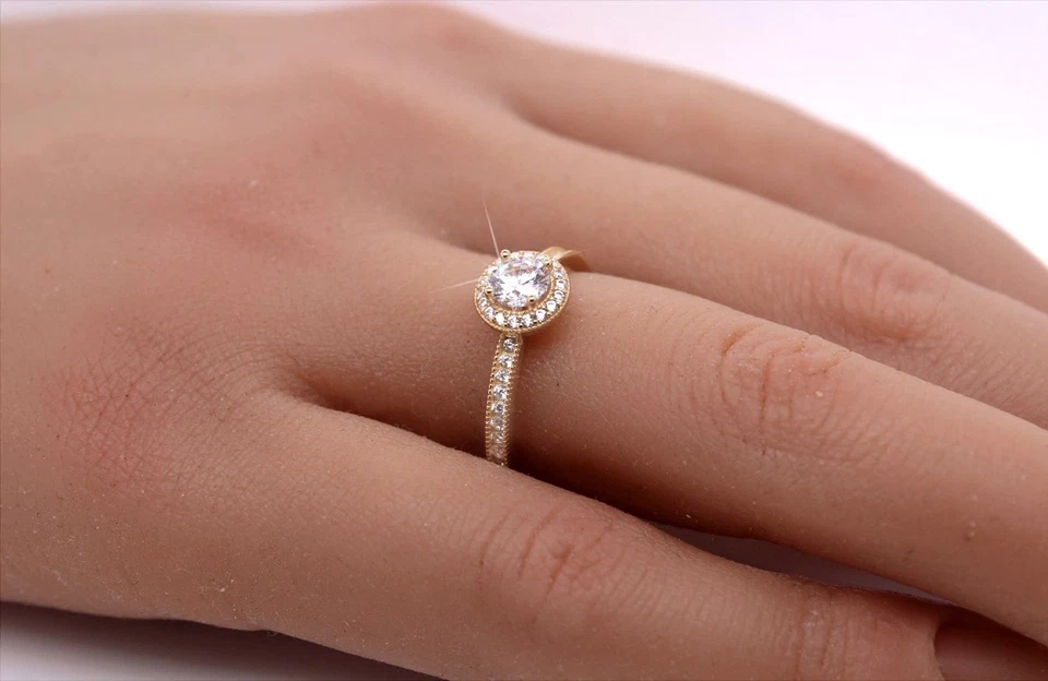 ECHT GOLD *** Klassischer Damen Ring Verlobungsring Brillant-Schliff Zirkonia - Bild 2 von 4