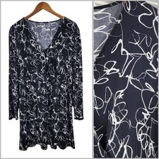 Nine West Size XXL Shirt Dress casual Tiered Skirt Black Knee Length Wrap Top