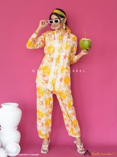 Yellow Cotton Chikankari Co-ord Set Lucknow Chikankari Handmade Shirt Pant Set