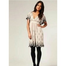 BNWT Oasis Nude & Black Sequin Embellished Deco Evening Occasion Dress 10 NEW