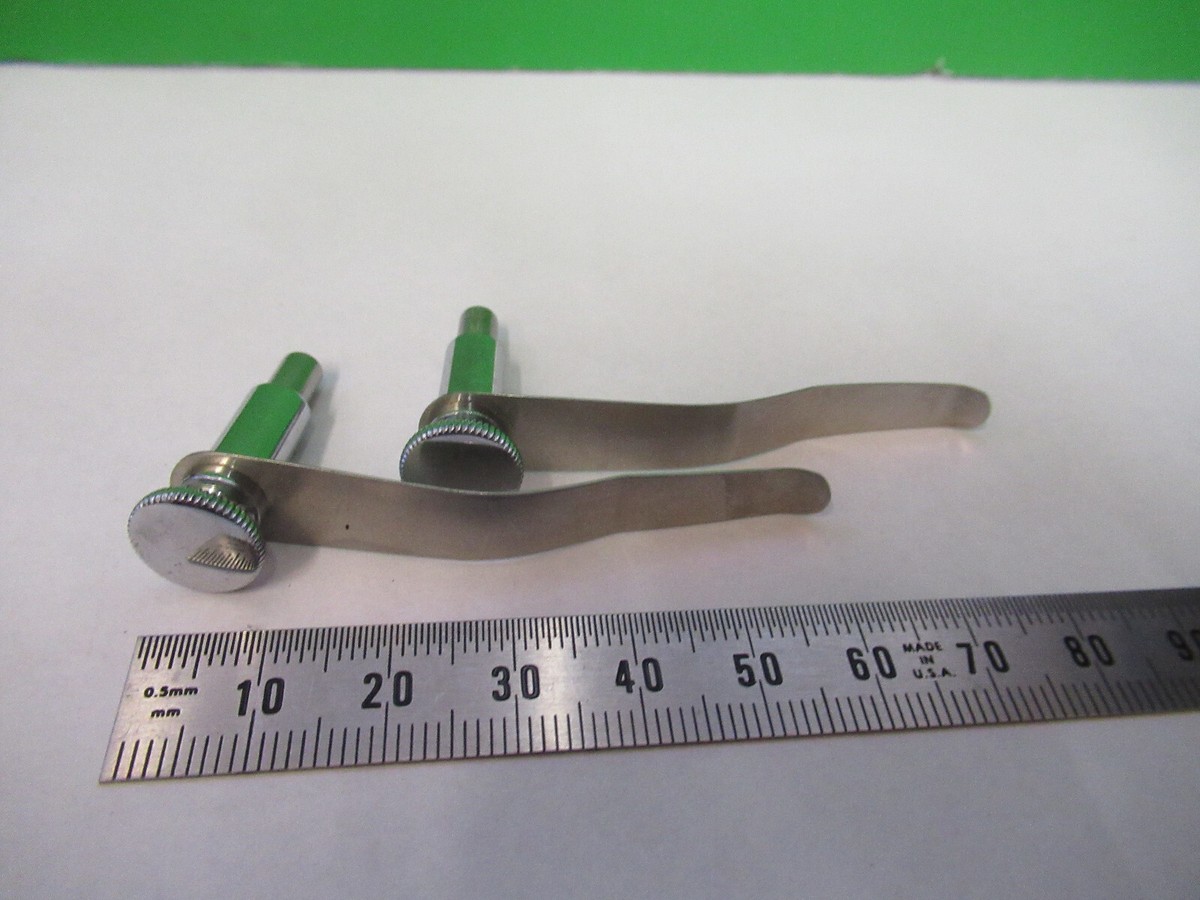 ANTIQUE BAUSCH LOMB STEREO PAIR OF CLIPS MICROSCOPE PART AS