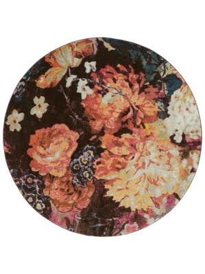 Teppich bunt Ø 130 cm HEINE Teppich mit Blütendesign rund Gr. 7 - P760