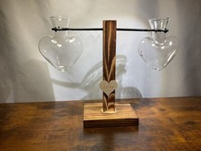 Double Heart Propagation Vases for Plants with Wooden Stand