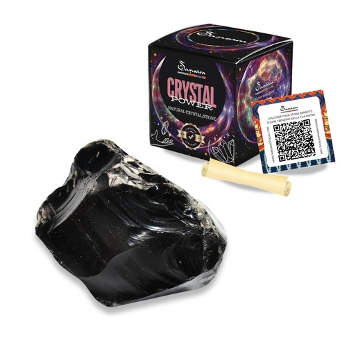 – Natürlicher schwarzer Obsidian Rohstein mit Geschenkbox und Informationsbla… – Natürlicher schwarzer Obsidian Rohstein mit Geschenkbox und Informationsbla…