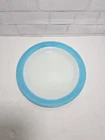Vtg 50s -Rare-Pyrex Dinnerware Blue Teal Rim  12” Chop Platter Plate Cake