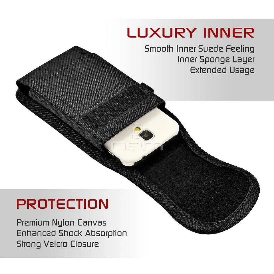 Black Vertical Rugged Belt Clip Case Pouch Holster Cover With 20 DIFFERENT SIZES - Image 2 of 4