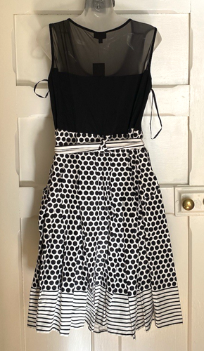 City Chic So Sweat Women's Black & White Spotted & Striped Dress Size S NWT - Picture 2 of 15