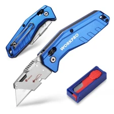 WORKPRO Heavy Duty Folding Utility Knife Metal Box Cutter 10PCQuick Change Blade