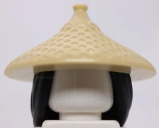 Lego Hair Combo Hair with Hat Long Hair with Braid with Molded Tan Conical Hat