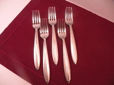 Set Of 5 Cambridge CBS46 Stainless Salad Forks Satin Handle Glossy Tip 7 1/8" B