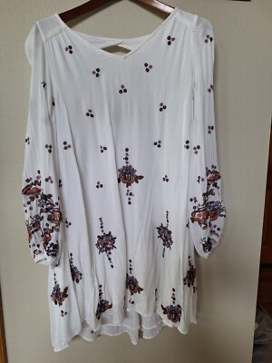 Free People Emma Austin White Embroidered Swing Mini Dress Size XS | eBay