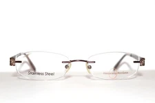 NEW NATURALLY RIMLESS NR332 BRB BROWN WOMENS EYEGLASSES RX FRAMES 51-18-135 MM