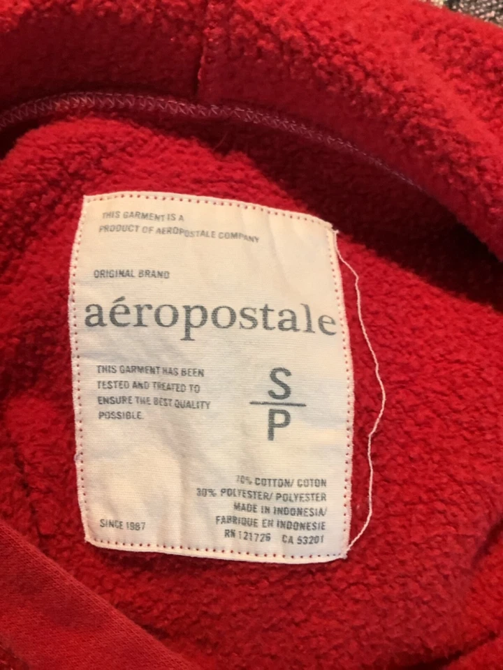 Sudadera con capucha Aeropostale para niñas talla S Manga Larga Canguro Bolsillo Rojo Foto 3 de 3