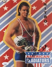 American Gladiators 8x10 photo of Nitro signed by Dan Clark JSA COA